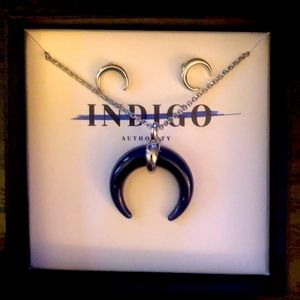 Indigo Authority necklace and earring set